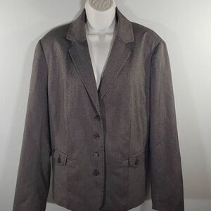 Lane Bryant Women Blazer Coat Shoulder Padded Brown Size 18